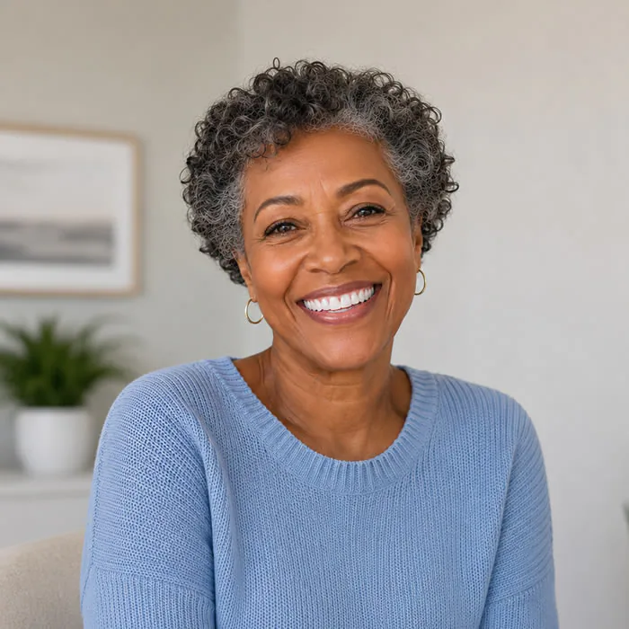 A patient with a confident, natural smile after porcelain veneers at Clearbrook Advanced Dental Care in Cranbury, NJ